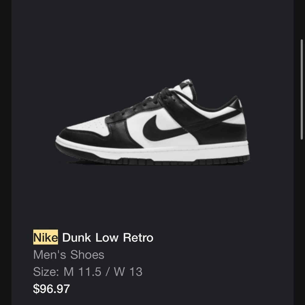 Nike Dunk Low Retro Black White Sneakers